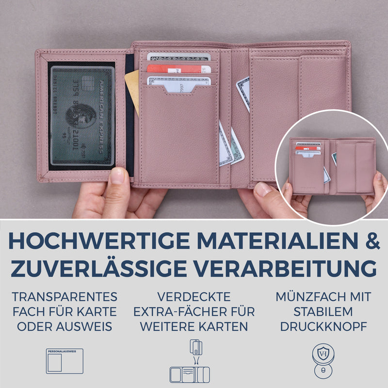 Geldbörse mit RFID-Schutz & 11 Kartenfächer (Genarbt)