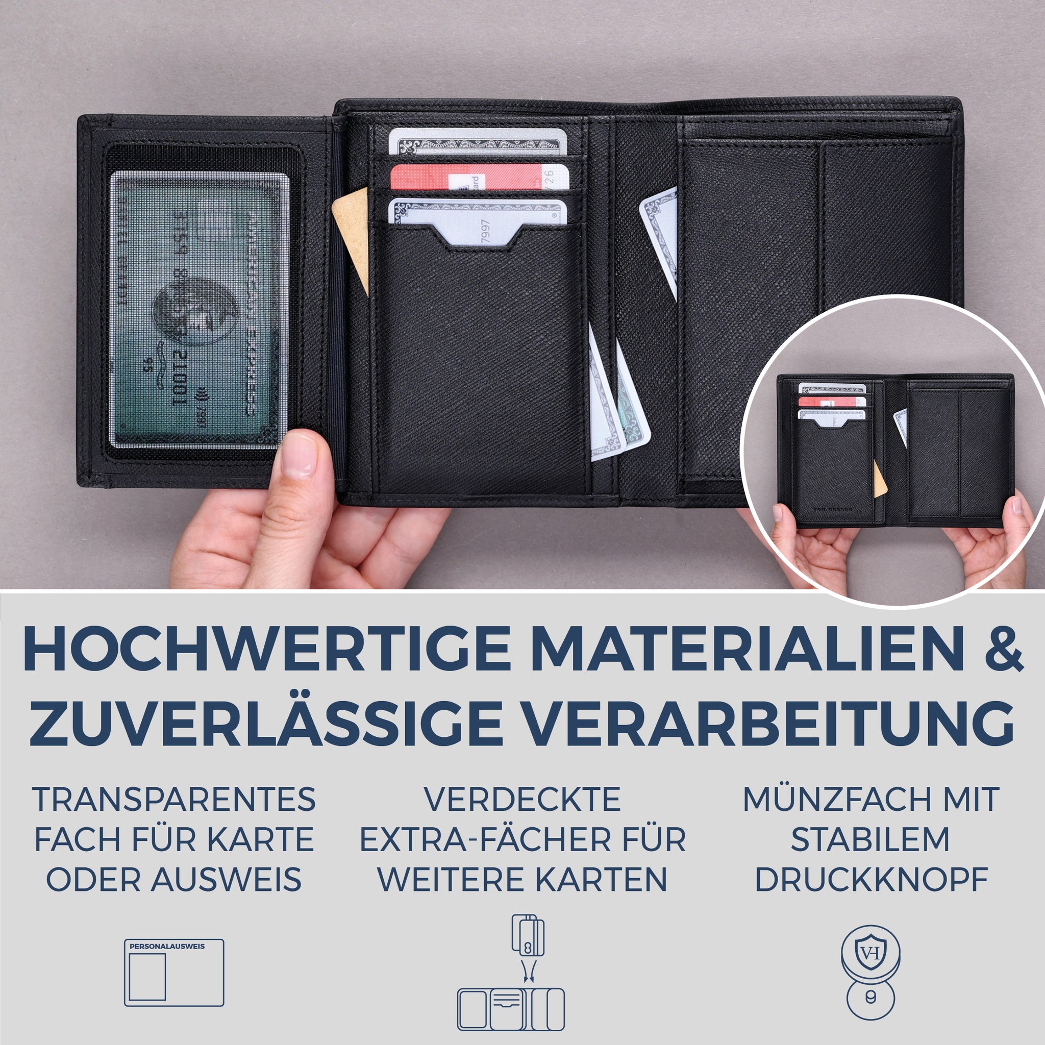 Geldbörse mit RFID-Schutz & 11 Kartenfächer (Saffiano)