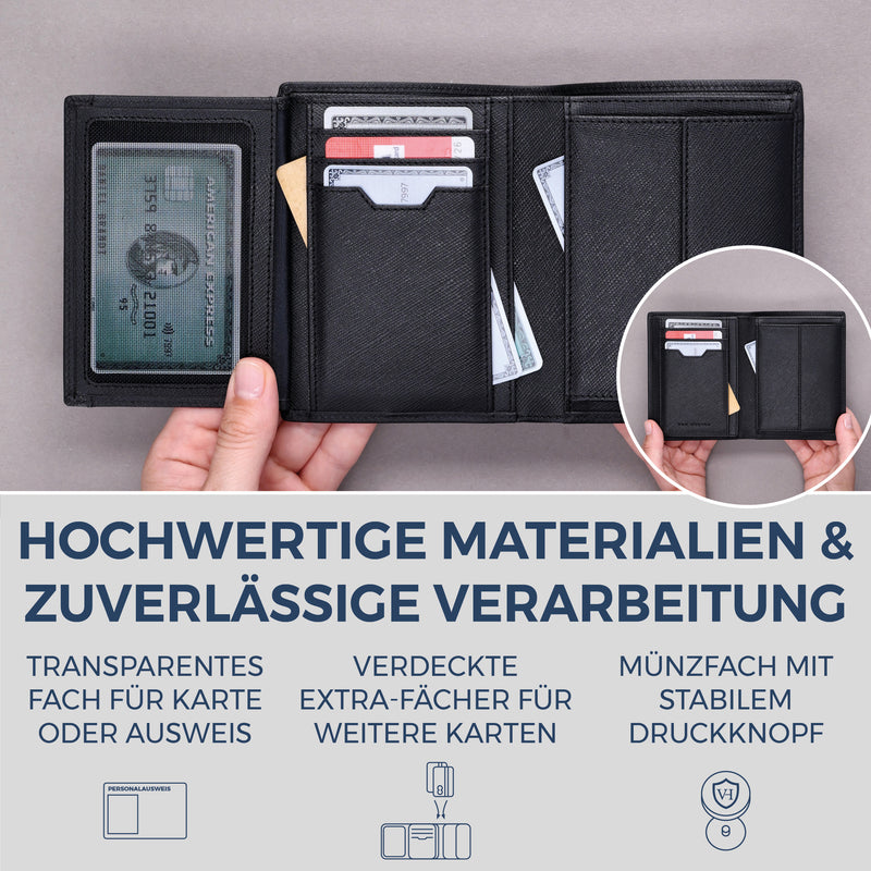 Geldbörse mit RFID-Schutz & 11 Kartenfächer (Saffiano)