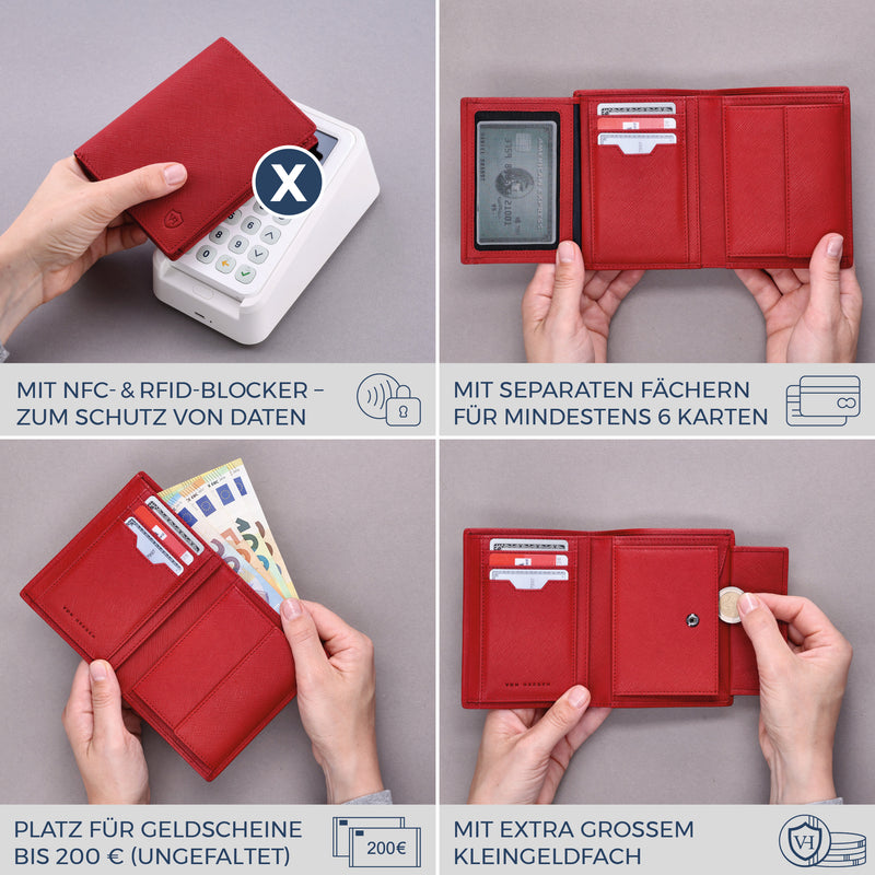 Geldbörse mit RFID-Schutz & 11 Kartenfächer (Saffiano)