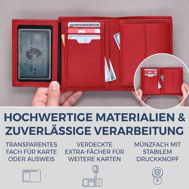 Geldbörse mit RFID-Schutz & 11 Kartenfächer (Saffiano)