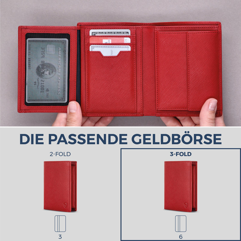 Geldbörse mit RFID-Schutz & 11 Kartenfächer (Saffiano)