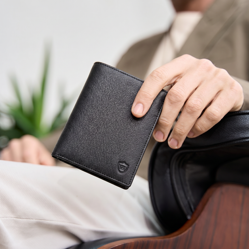 Geldbörse mit RFID-Schutz & 11 Kartenfächer (Saffiano)