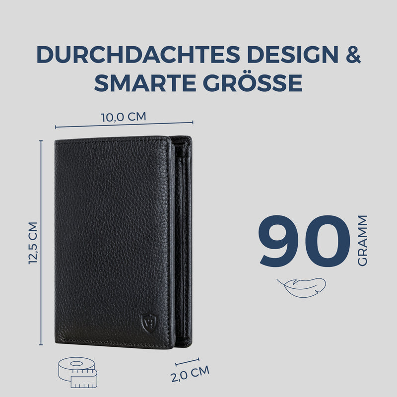 Geldbörse mit RFID-Schutz & 8 Kartenfächer (Genarbt)