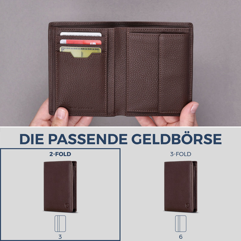 Geldbörse mit RFID-Schutz & 8 Kartenfächer (Genarbt)