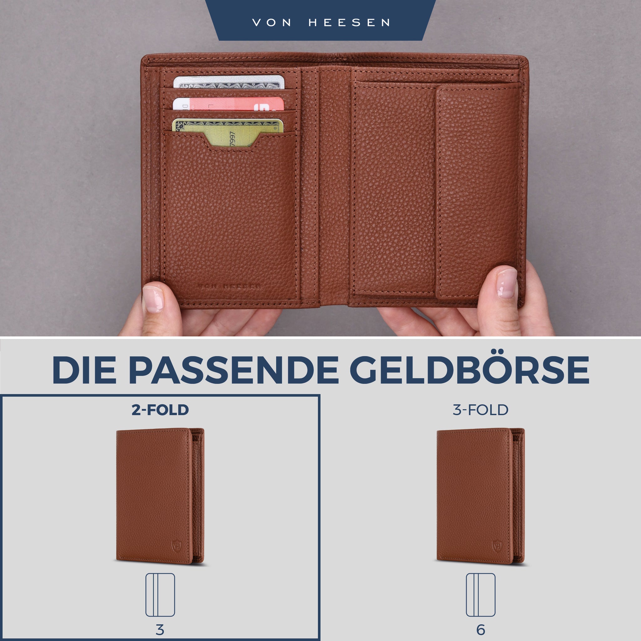 Geldbörse mit RFID-Schutz & 8 Kartenfächer (Genarbt)