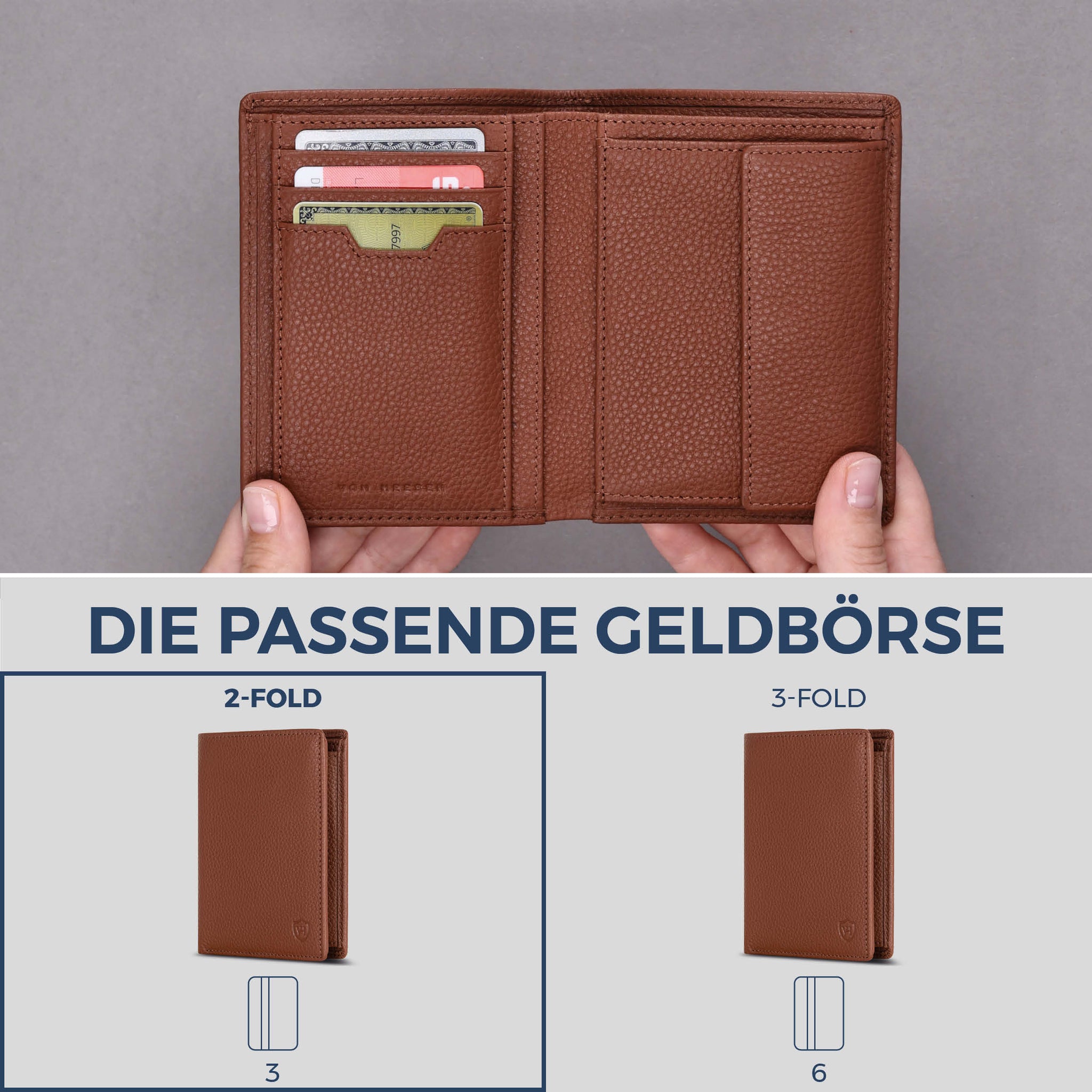 Geldbörse mit RFID-Schutz & 8 Kartenfächer (Genarbt)