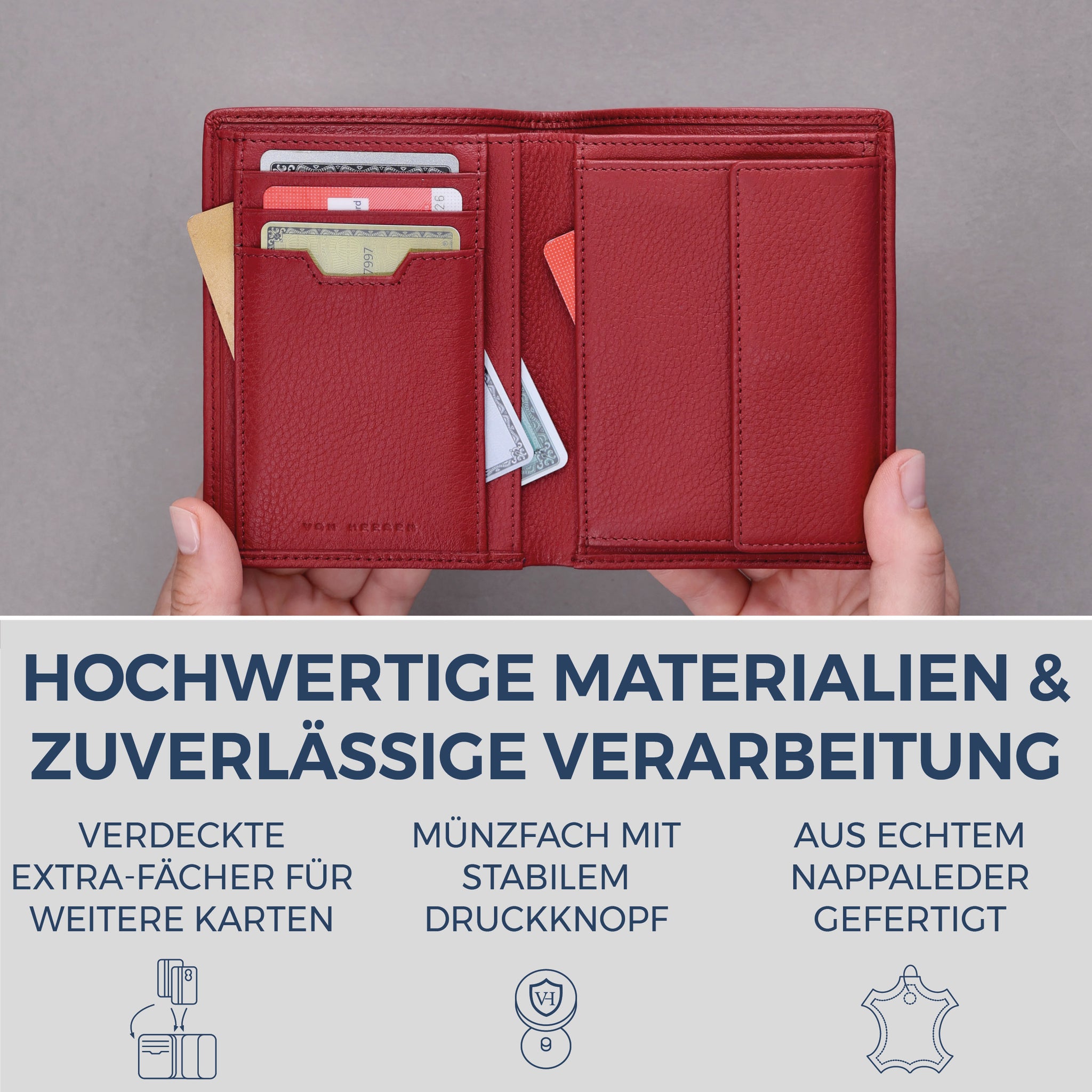 Geldbörse mit RFID-Schutz & 8 Kartenfächer (Genarbt)