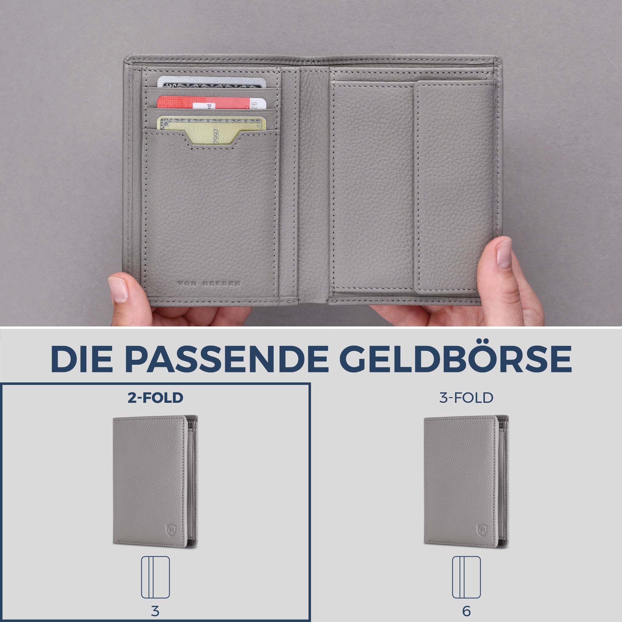 Geldbörse mit RFID-Schutz & 8 Kartenfächer (Genarbt)