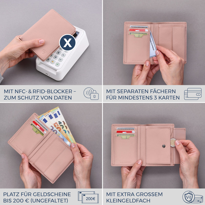 Geldbörse mit RFID-Schutz & 8 Kartenfächer (Genarbt)