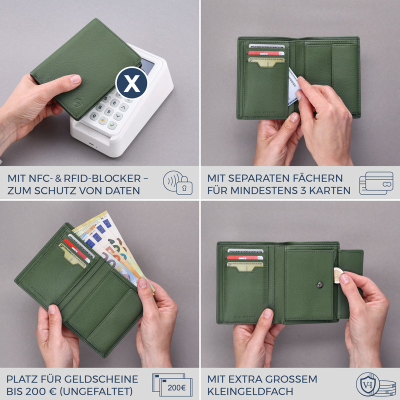 Geldbörse mit RFID-Schutz & 8 Kartenfächer (Genarbt)