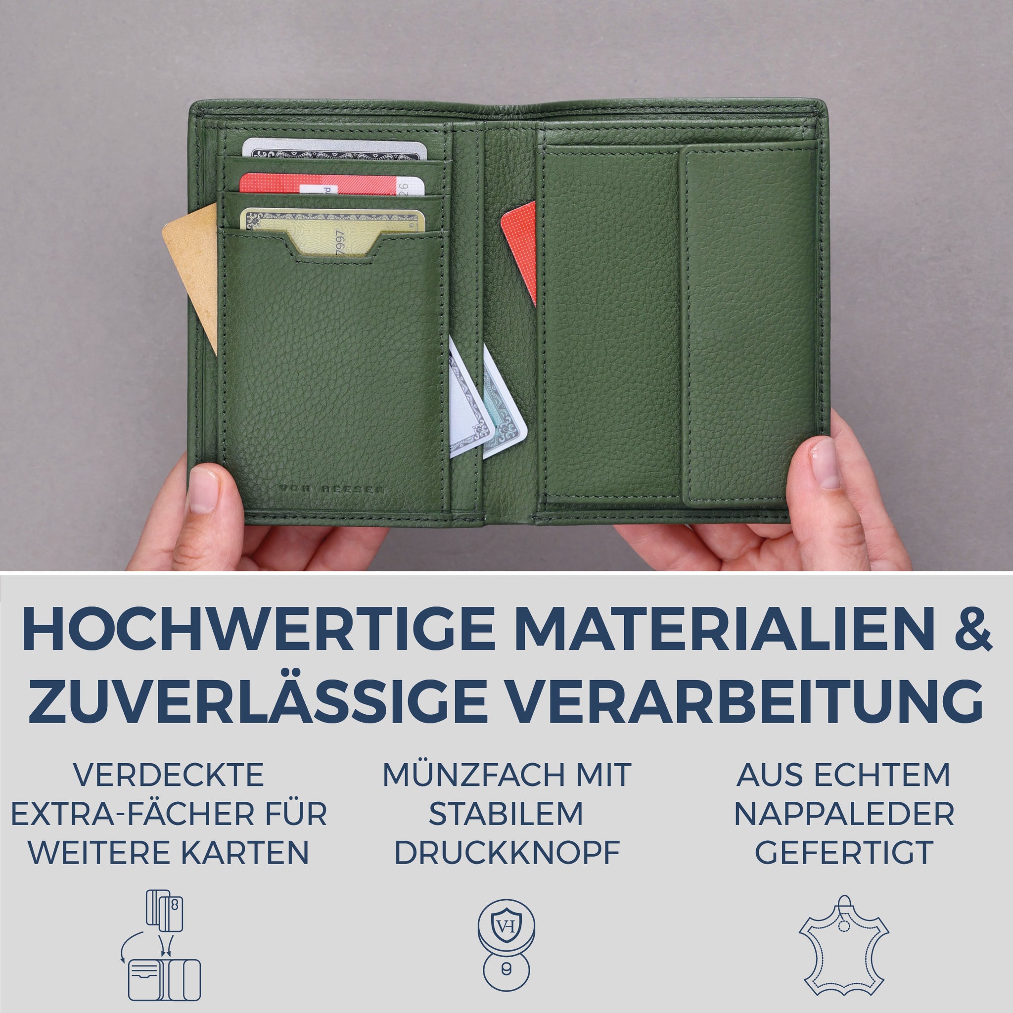 Geldbörse mit RFID-Schutz & 8 Kartenfächer (Genarbt)