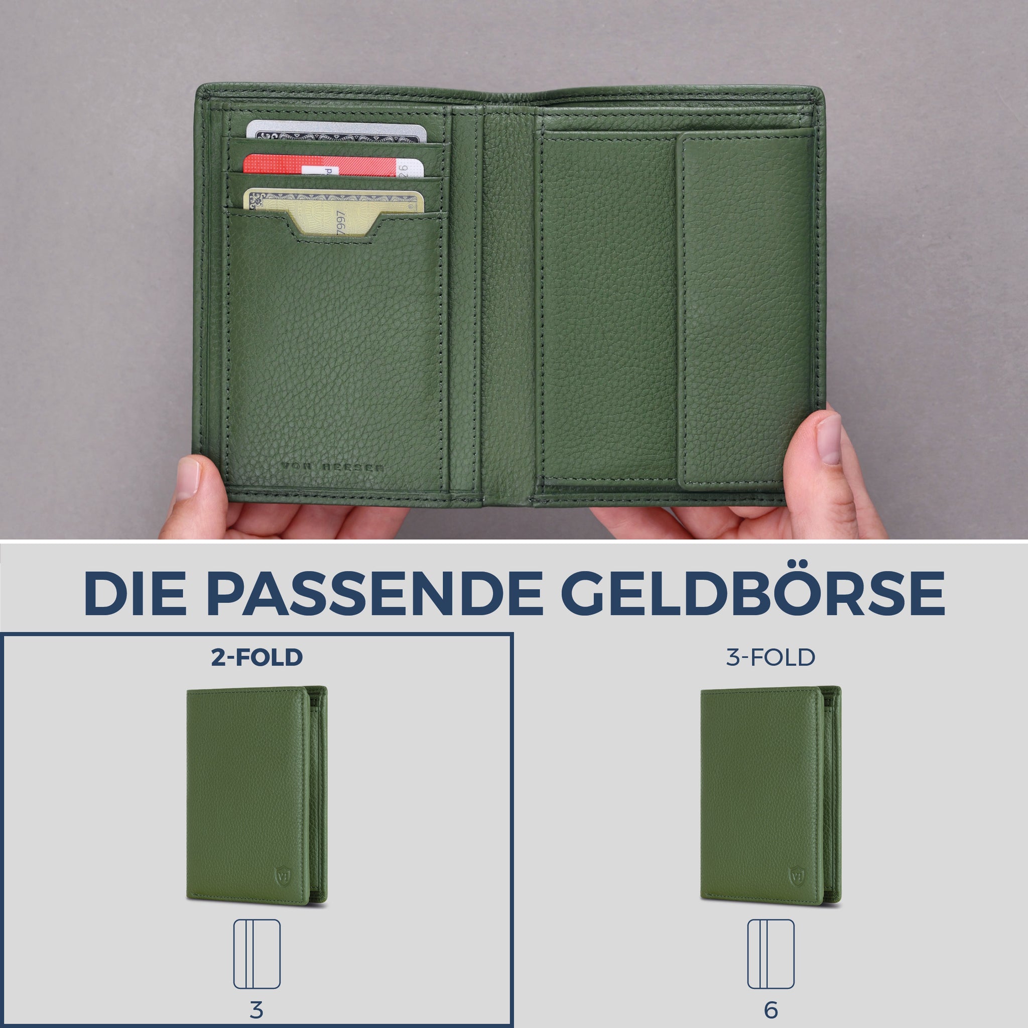 Geldbörse mit RFID-Schutz & 8 Kartenfächer (Genarbt)