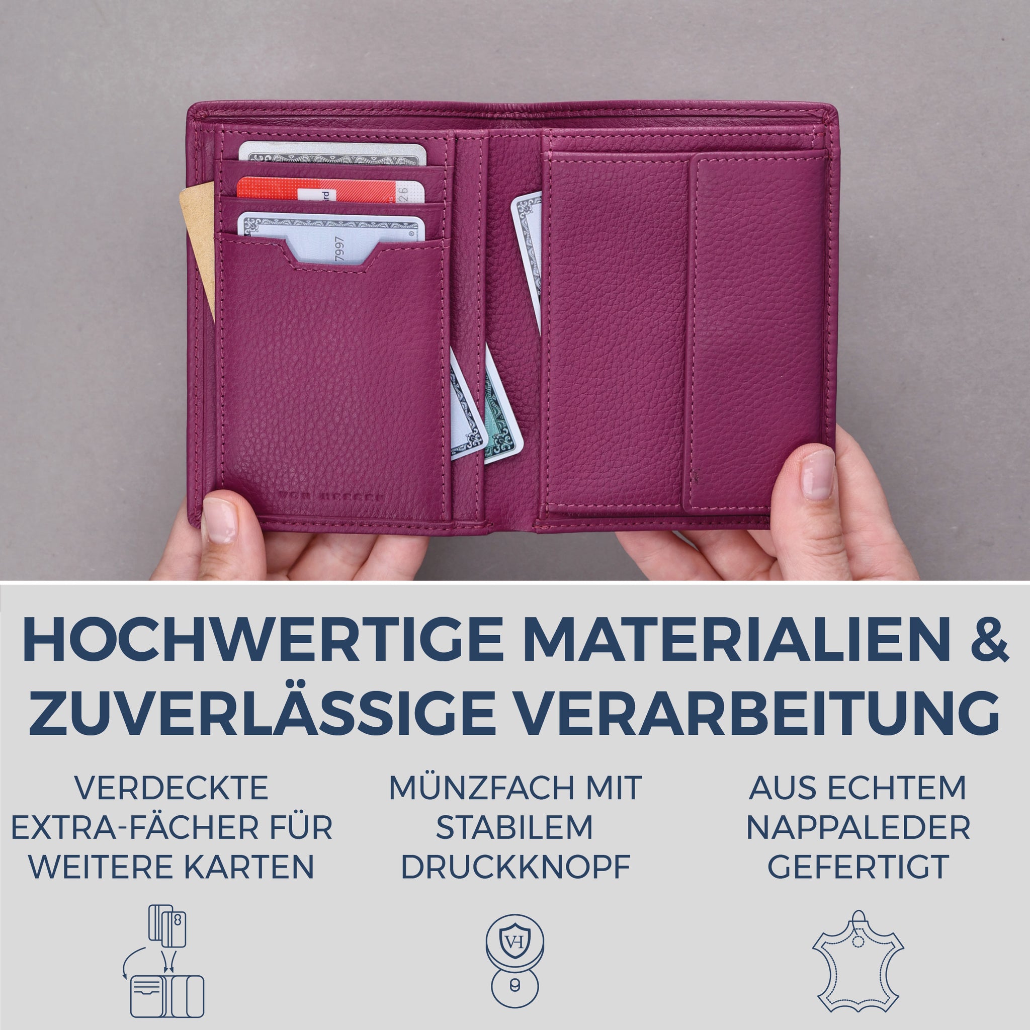 Geldbörse mit RFID-Schutz & 8 Kartenfächer (Genarbt)