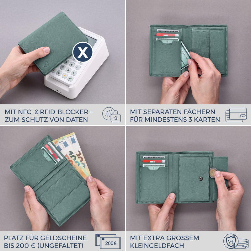 Geldbörse mit RFID-Schutz & 8 Kartenfächer (Genarbt)