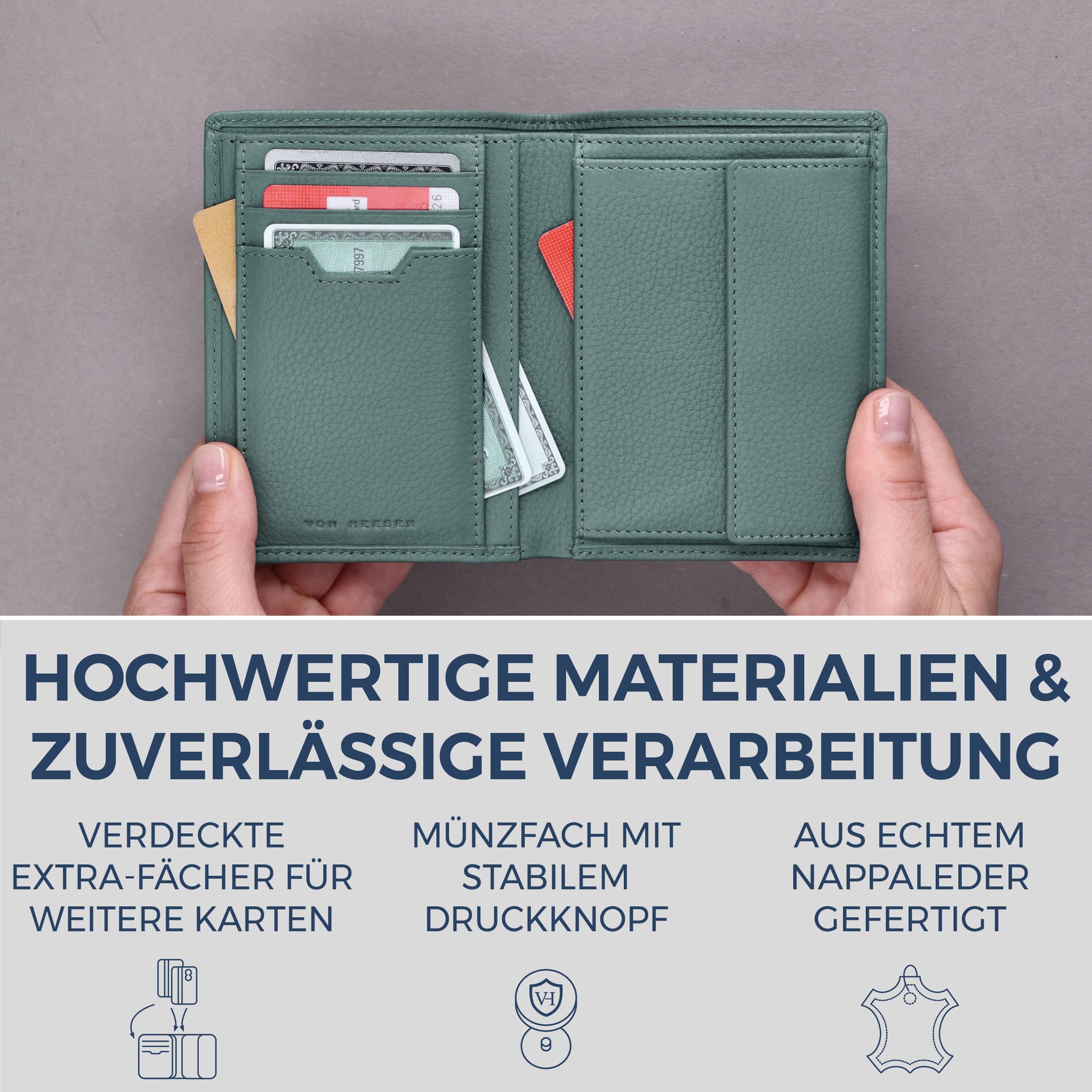 Geldbörse mit RFID-Schutz & 8 Kartenfächer (Genarbt)