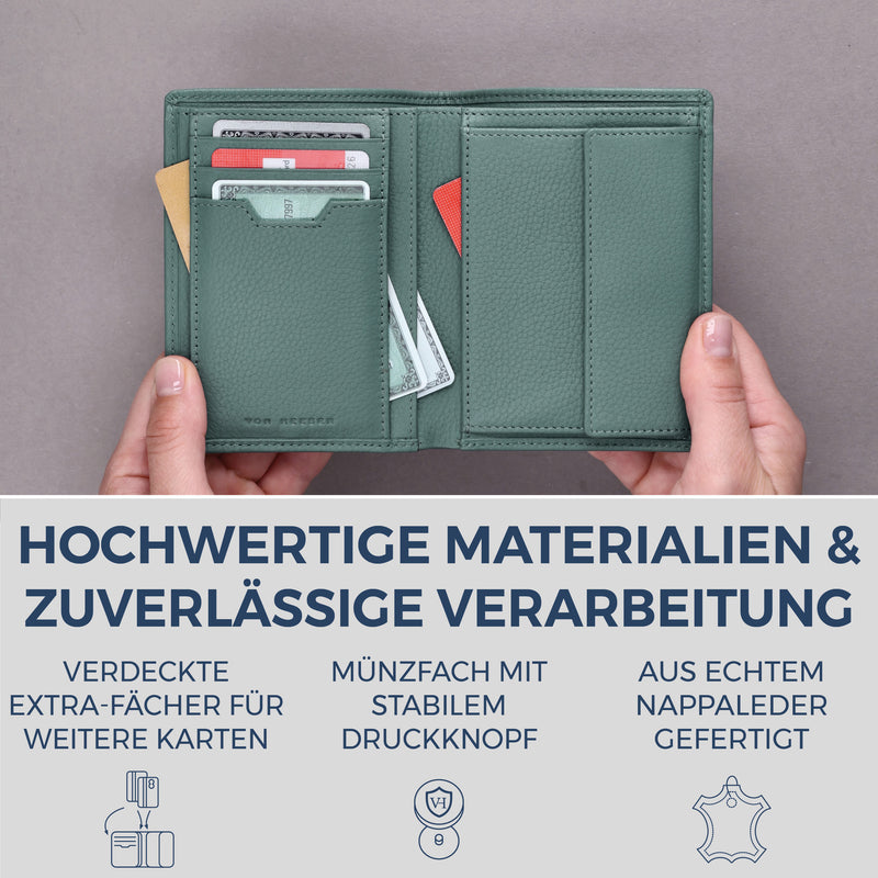 Geldbörse mit RFID-Schutz & 8 Kartenfächer (Genarbt)