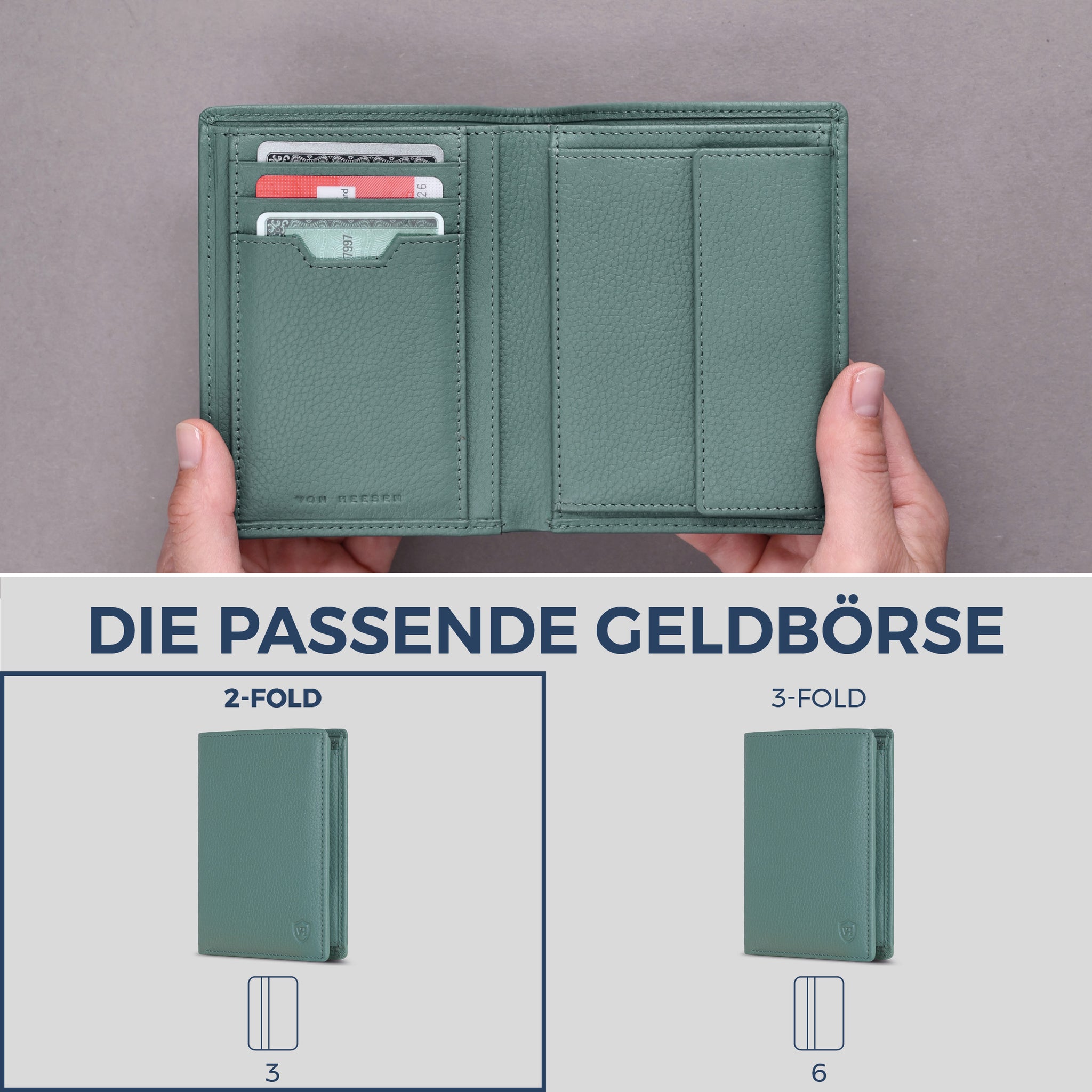 Geldbörse mit RFID-Schutz & 8 Kartenfächer (Genarbt)