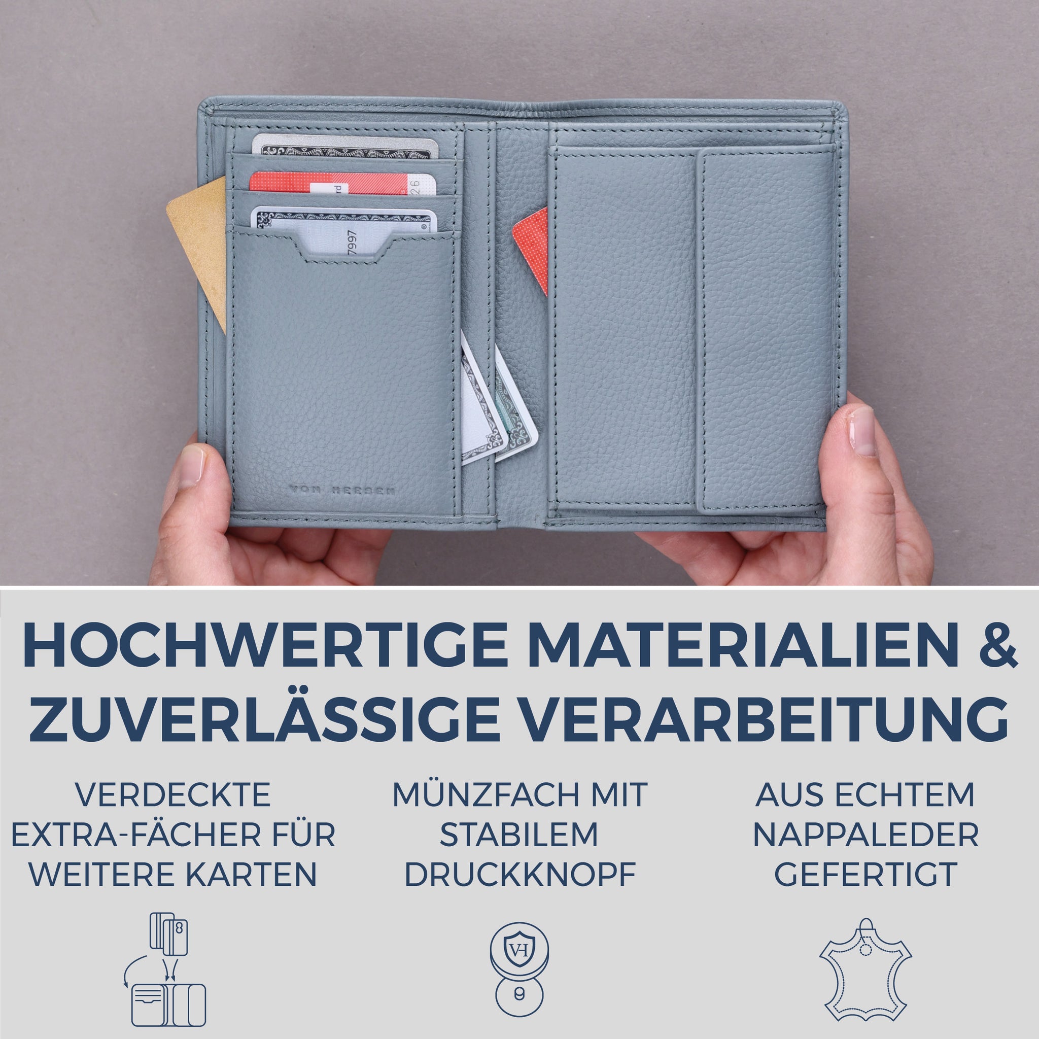 Geldbörse mit RFID-Schutz & 8 Kartenfächer (Genarbt)