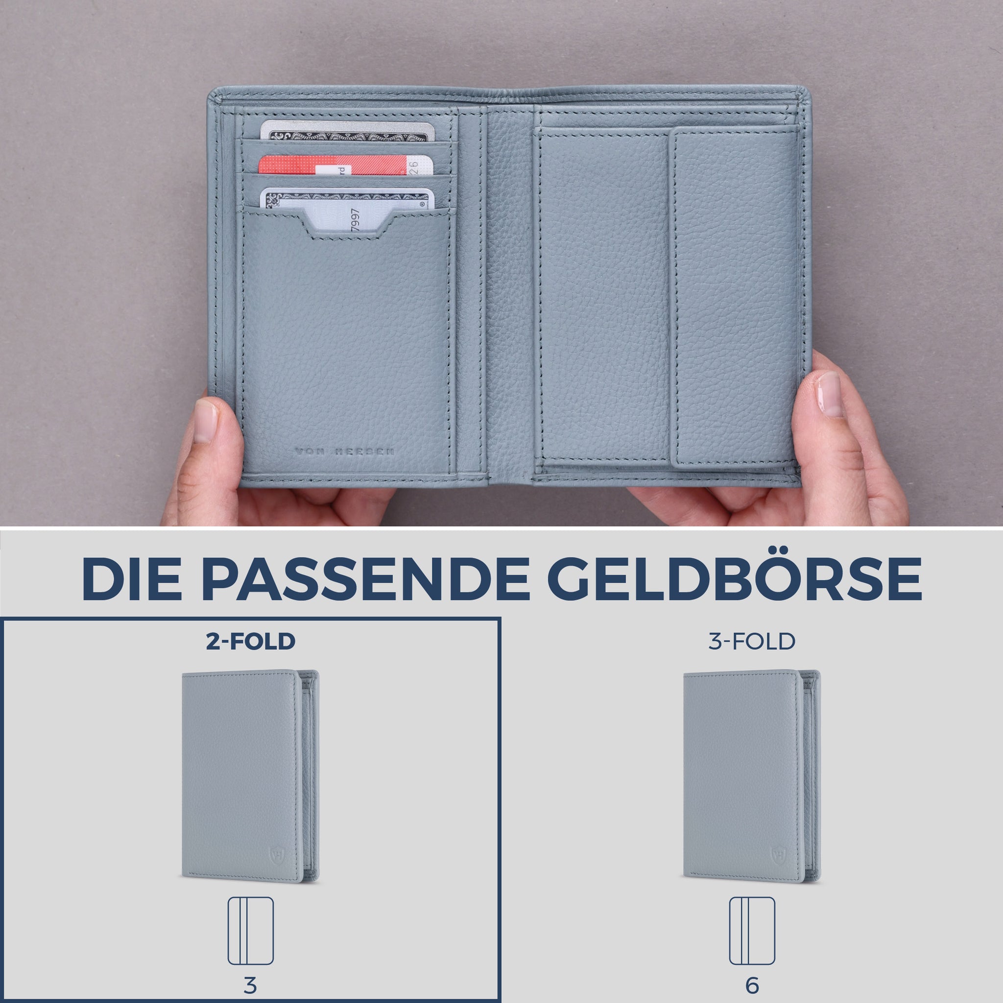 Geldbörse mit RFID-Schutz & 8 Kartenfächer (Genarbt)