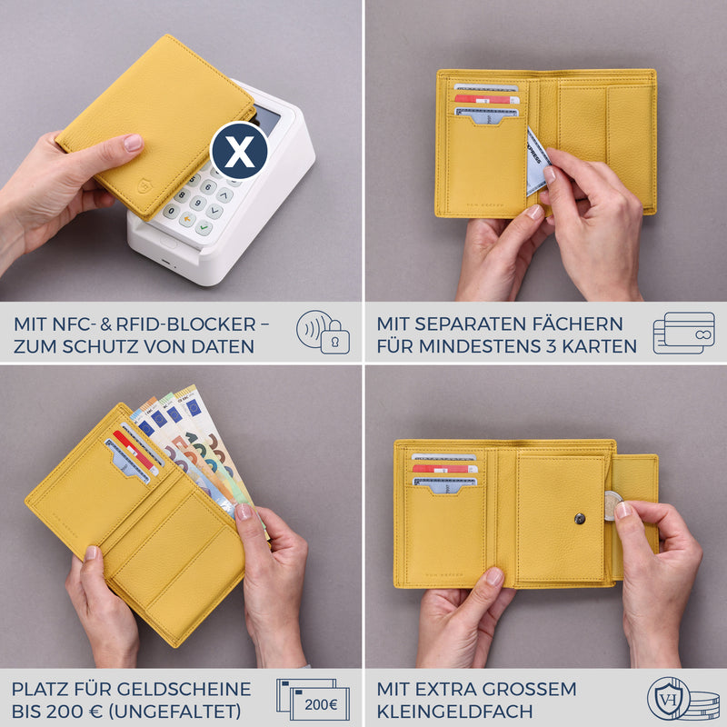 Geldbörse mit RFID-Schutz & 8 Kartenfächer (Genarbt)