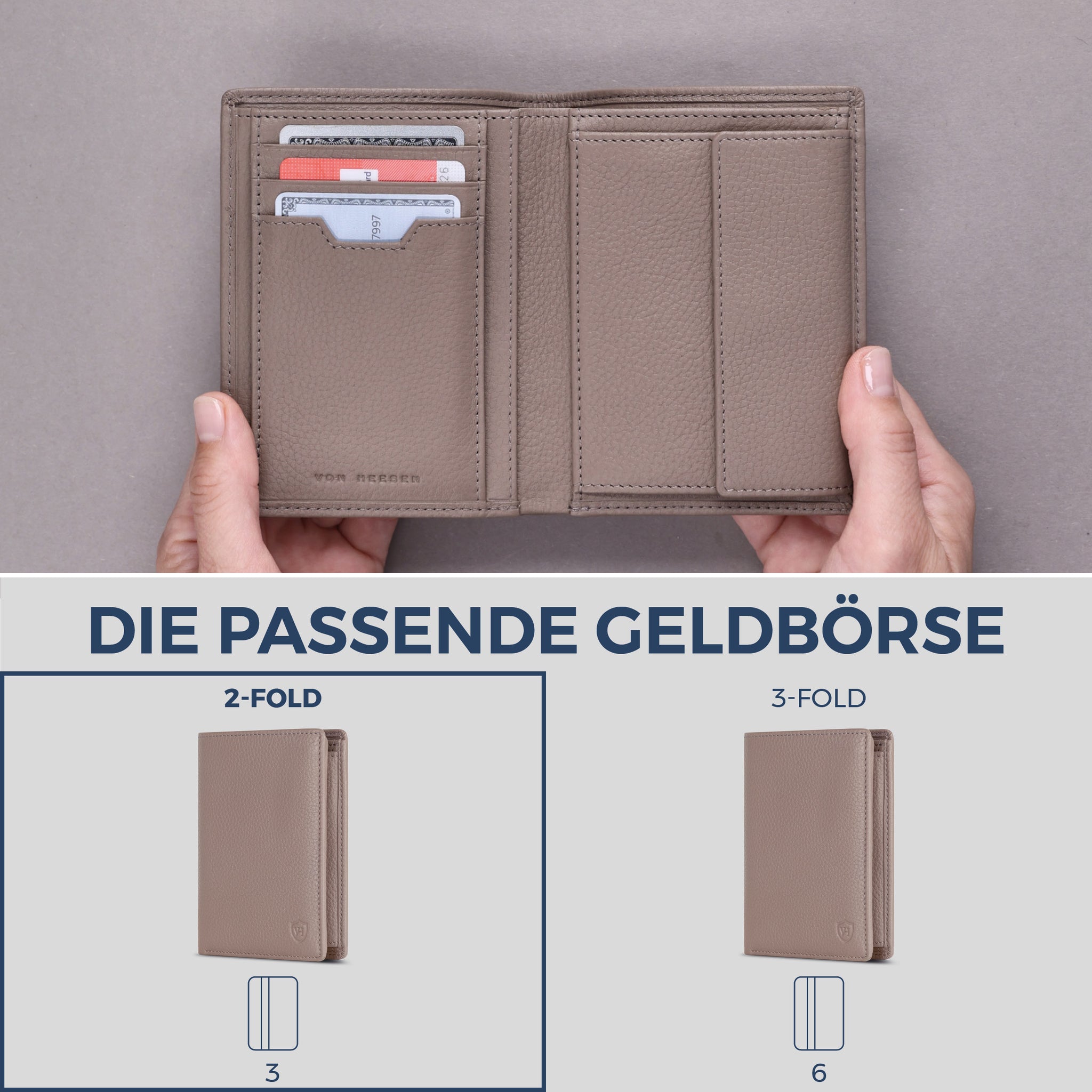 Geldbörse mit RFID-Schutz & 8 Kartenfächer (Genarbt)