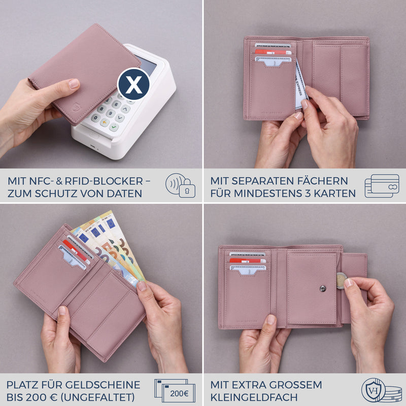 Geldbörse mit RFID-Schutz & 8 Kartenfächer (Genarbt)