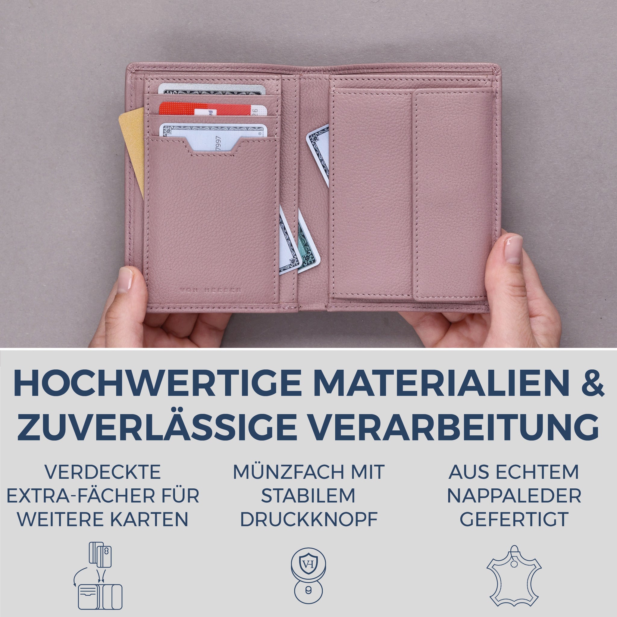 Geldbörse mit RFID-Schutz & 8 Kartenfächer (Genarbt)