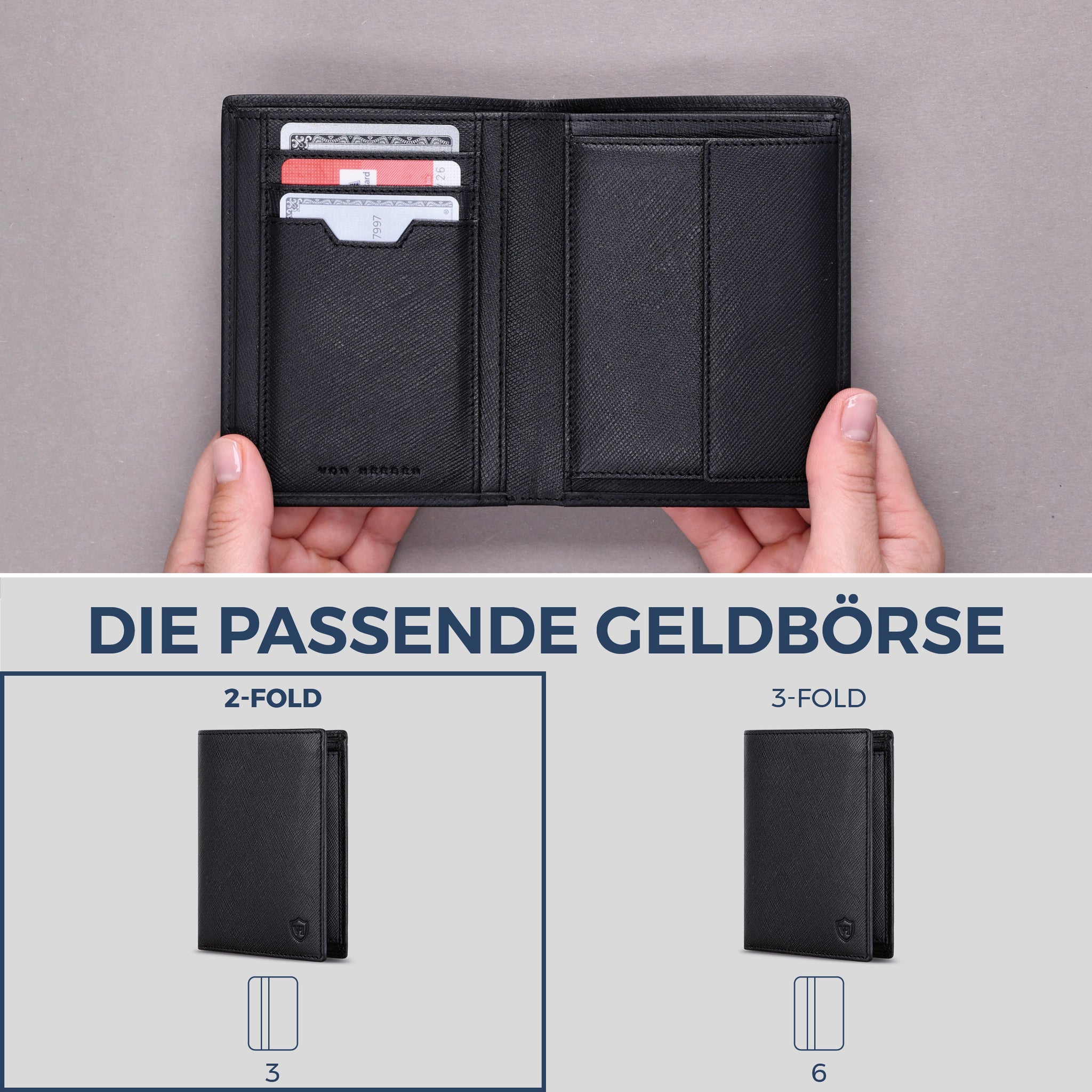 Geldbörse mit RFID-Schutz & 8 Kartenfächer (Saffiano)