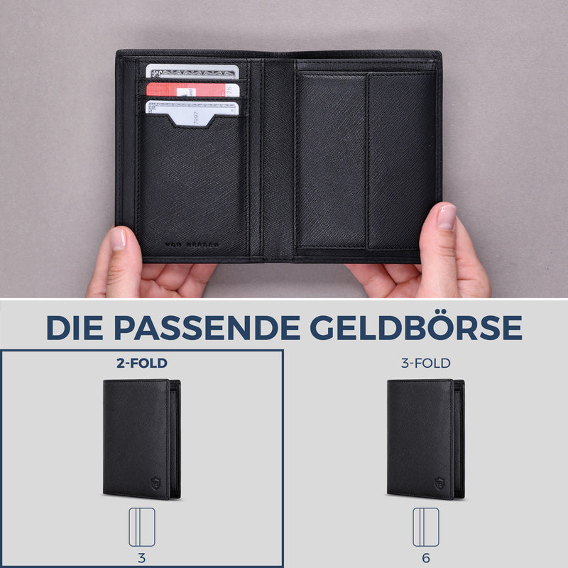 Geldbörse mit RFID-Schutz & 8 Kartenfächer (Saffiano)