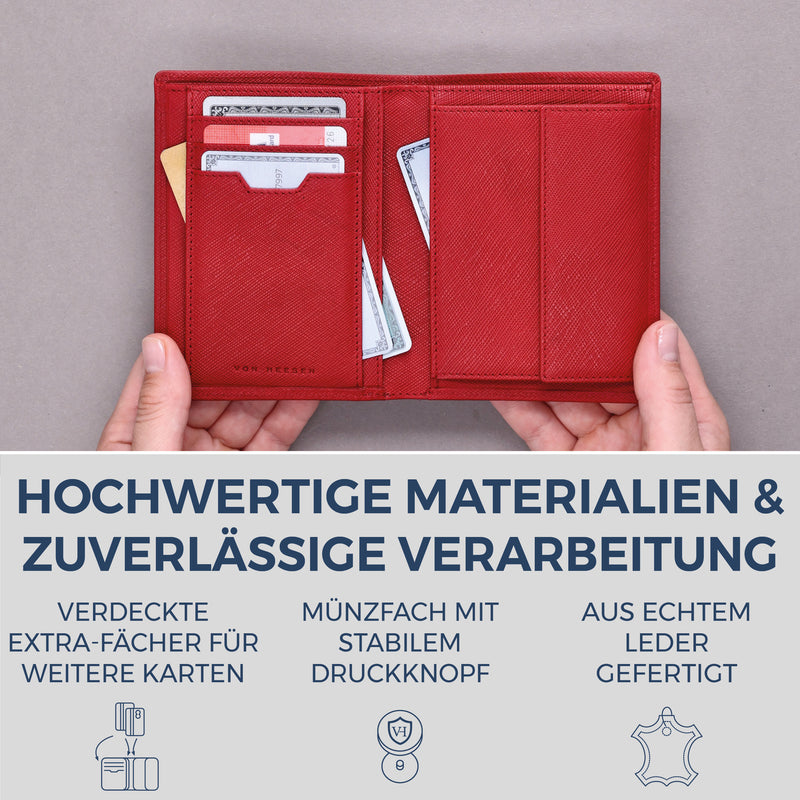 Geldbörse mit RFID-Schutz & 8 Kartenfächer (Saffiano)