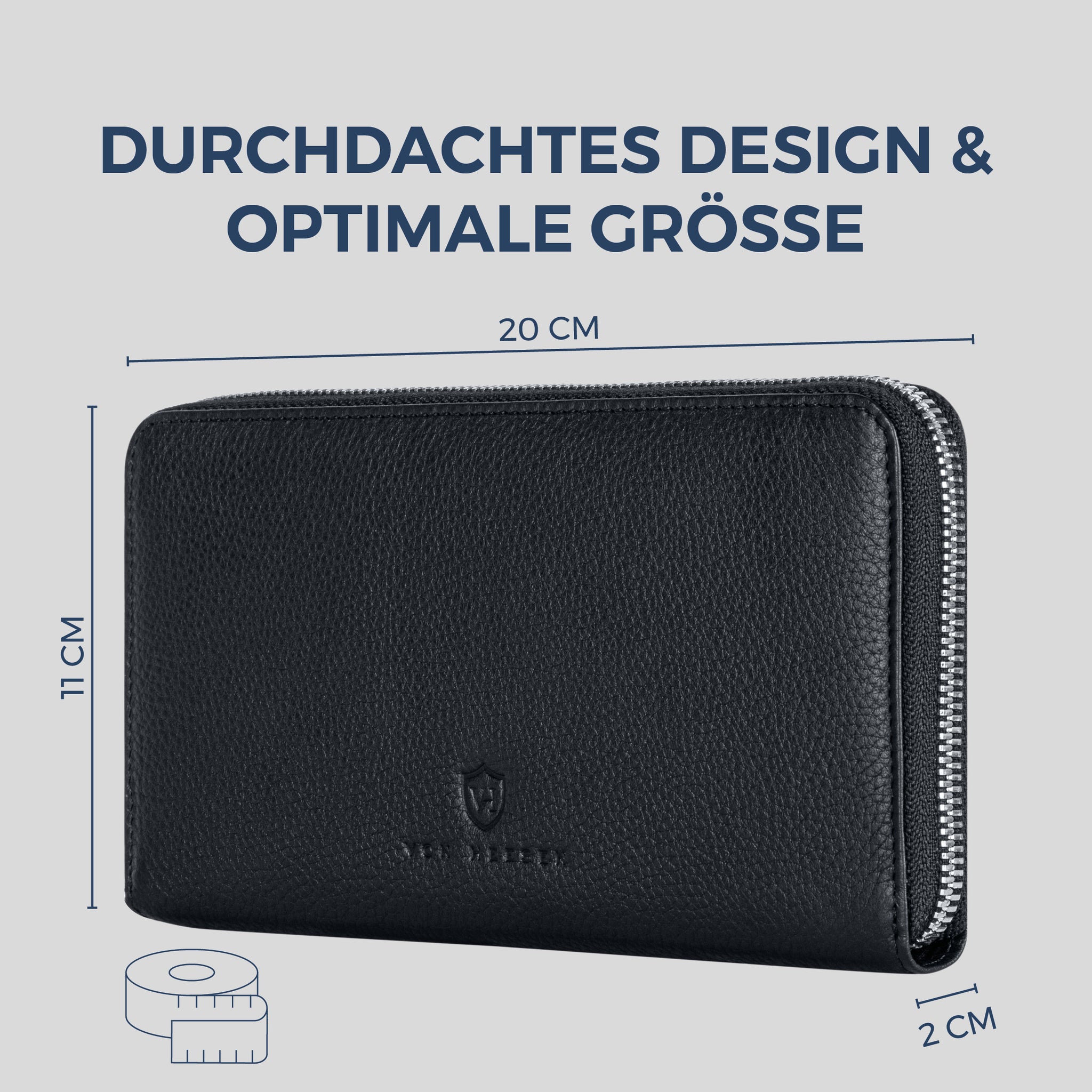 Geldbörse mit RFID-Schutz & 1 Hauptfach (Genarbt)