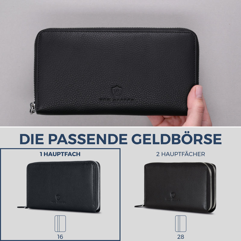 Geldbörse mit RFID-Schutz & 1 Hauptfach (Genarbt)