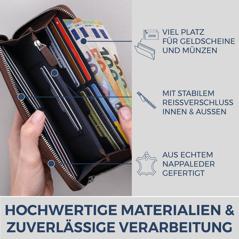 Geldbörse mit RFID-Schutz & 1 Hauptfach (Genarbt)