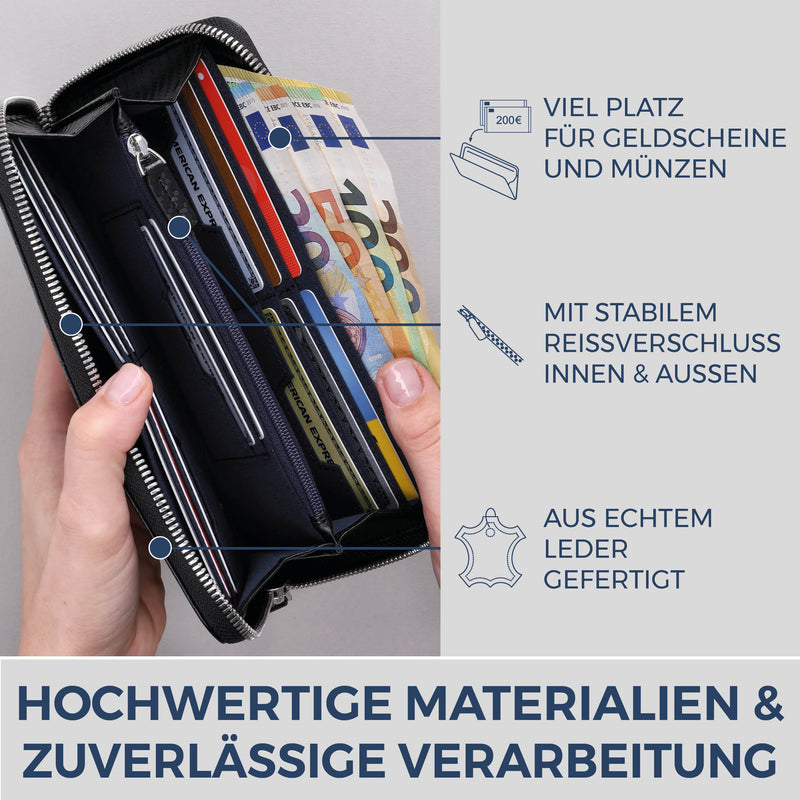 Geldbörse mit RFID-Schutz & 1 Hauptfach (Carbon)