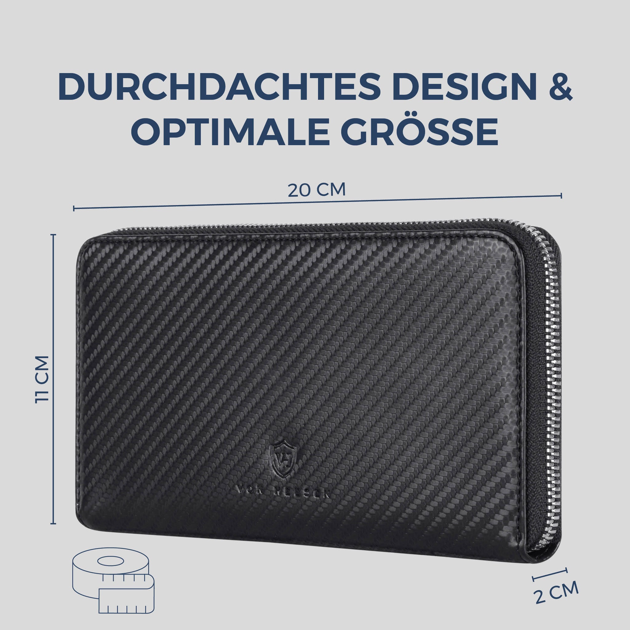 Geldbörse mit RFID-Schutz & 1 Hauptfach (Carbon)