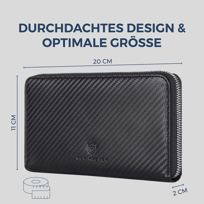 Geldbörse mit RFID-Schutz & 1 Hauptfach (Carbon)
