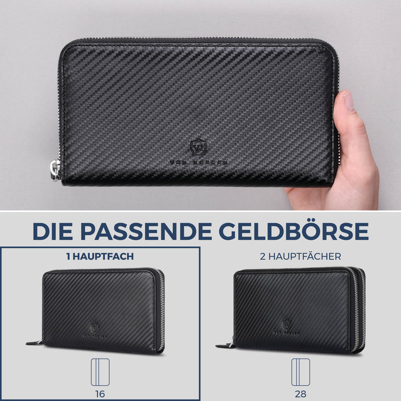Geldbörse mit RFID-Schutz & 1 Hauptfach (Carbon)