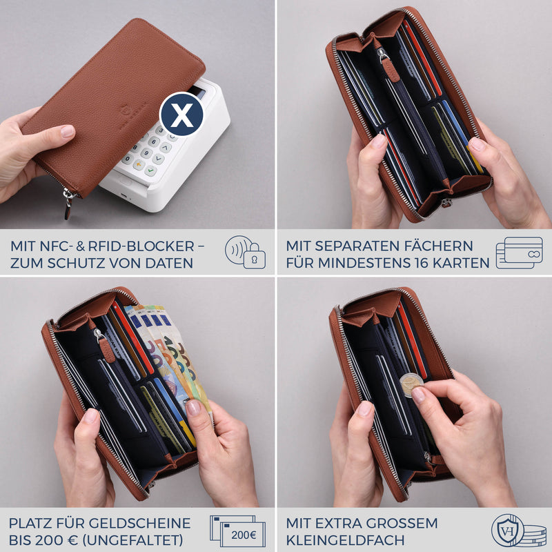 Geldbörse mit RFID-Schutz & 1 Hauptfach (Genarbt)