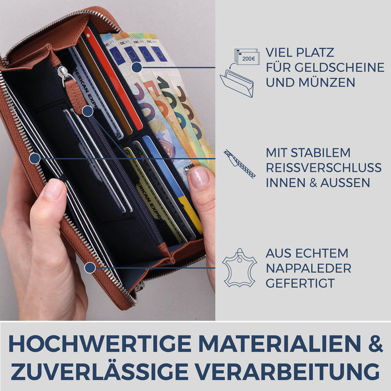 Geldbörse mit RFID-Schutz & 1 Hauptfach (Genarbt)