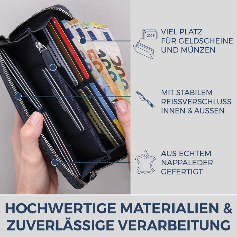 Geldbörse mit RFID-Schutz & 1 Hauptfach (Genarbt)