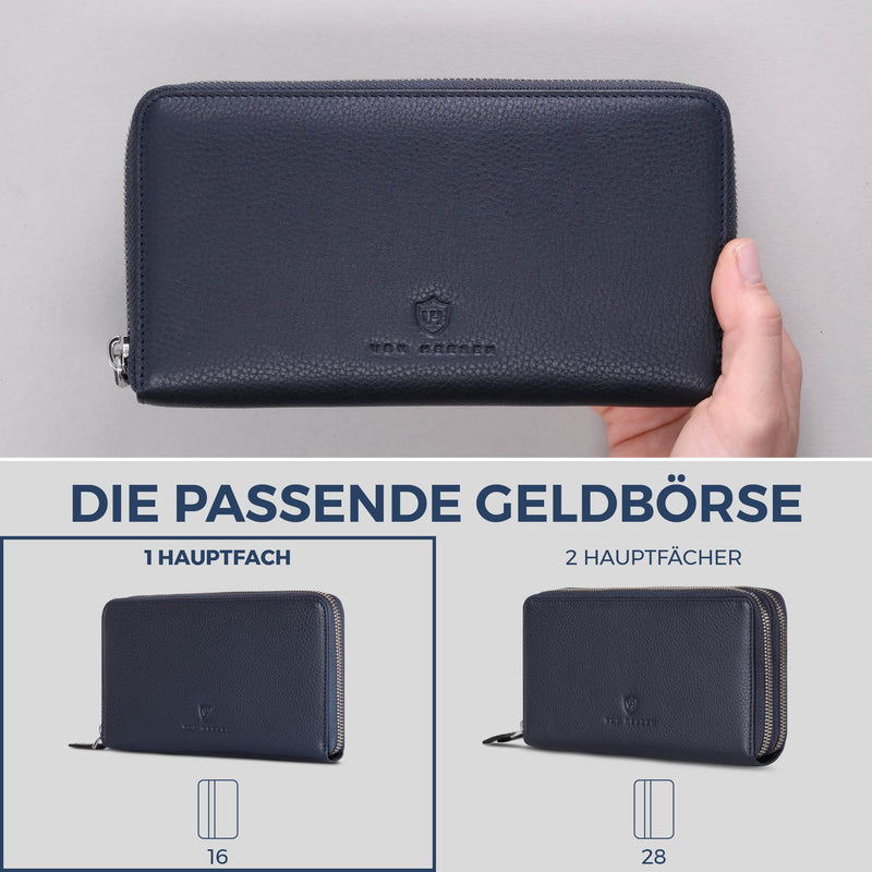Geldbörse mit RFID-Schutz & 1 Hauptfach (Genarbt)