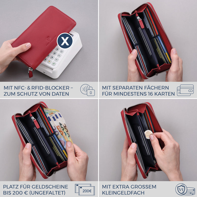 Geldbörse mit RFID-Schutz & 1 Hauptfach (Genarbt)
