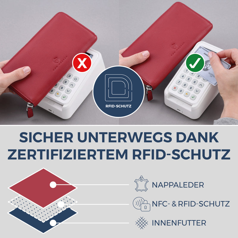 Geldbörse mit RFID-Schutz & 1 Hauptfach (Genarbt)