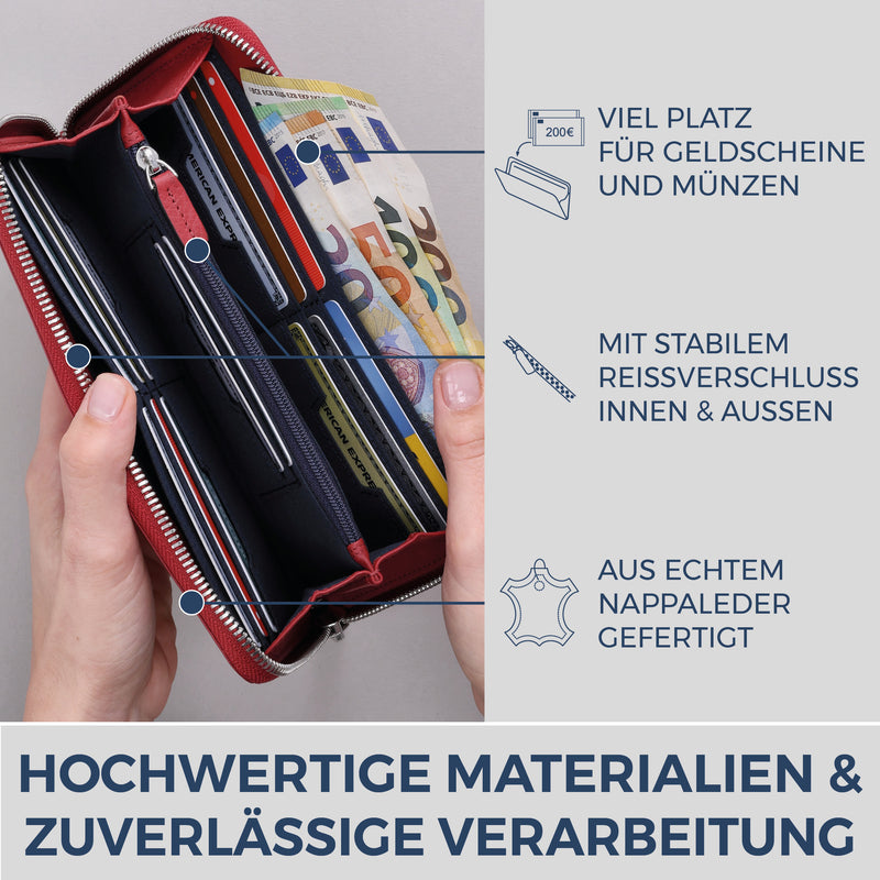 Geldbörse mit RFID-Schutz & 1 Hauptfach (Genarbt)