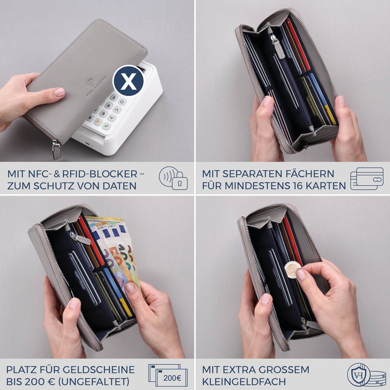 Geldbörse mit RFID-Schutz & 1 Hauptfach (Genarbt)