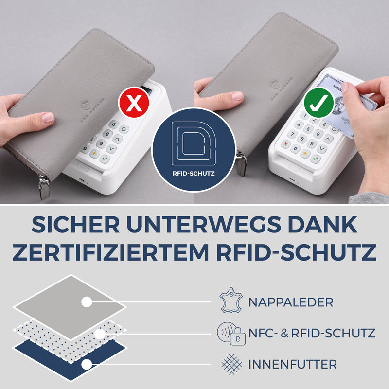 Geldbörse mit RFID-Schutz & 1 Hauptfach (Genarbt)