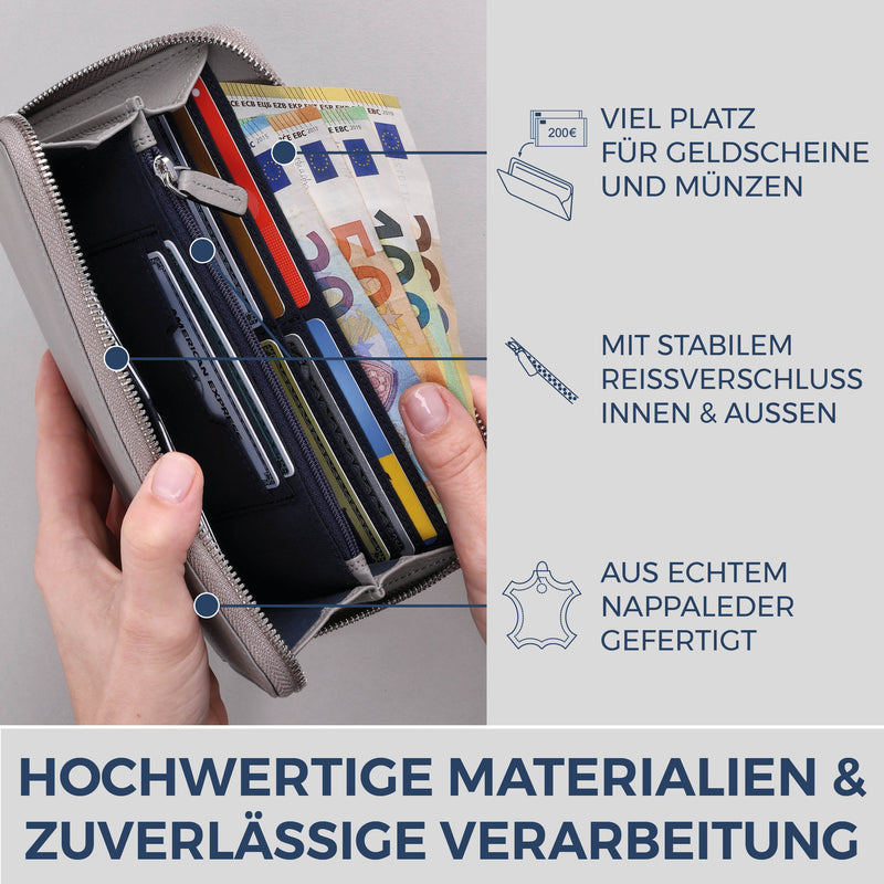 Geldbörse mit RFID-Schutz & 1 Hauptfach (Genarbt)