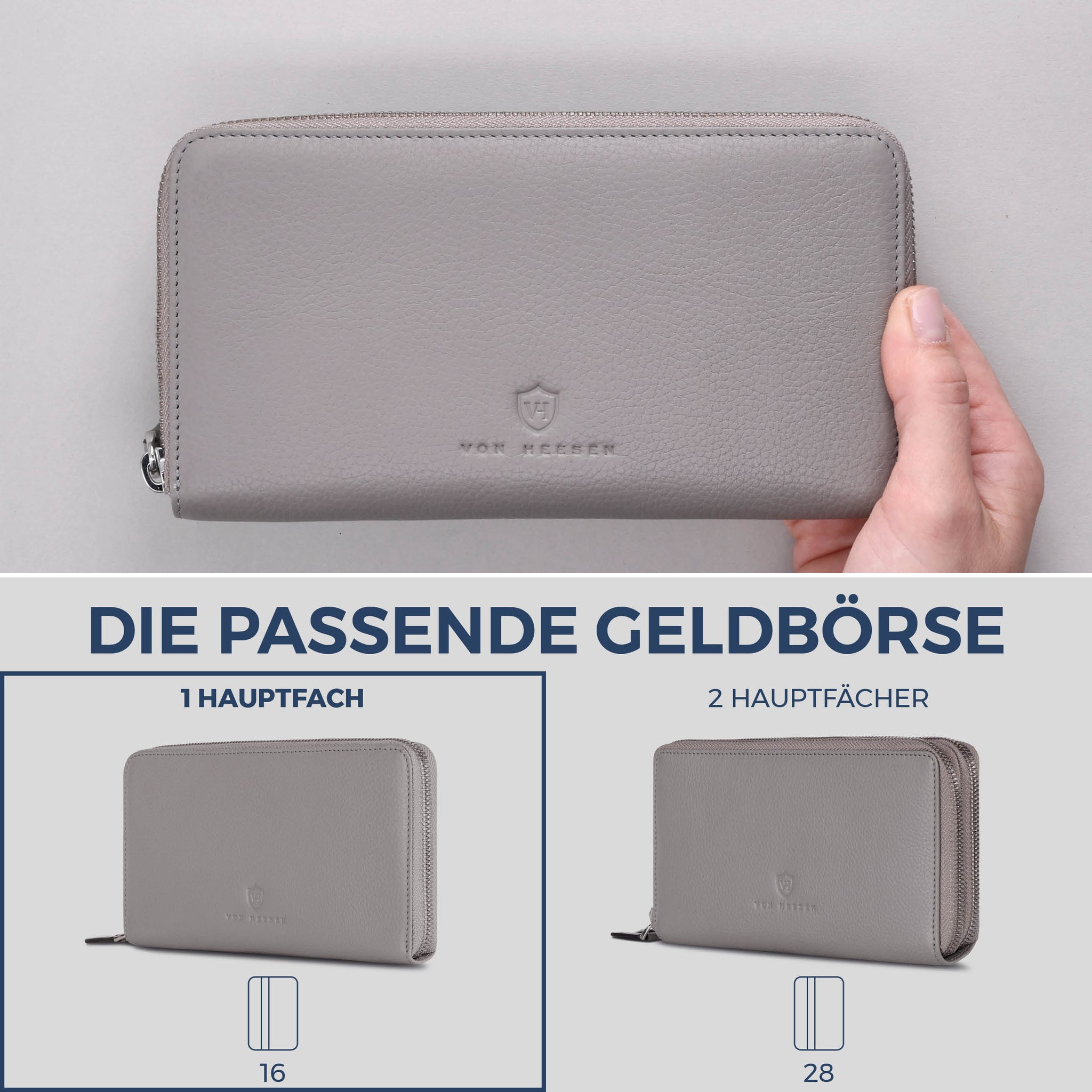 Geldbörse mit RFID-Schutz & 1 Hauptfach (Genarbt)
