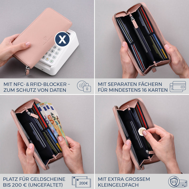 Geldbörse mit RFID-Schutz & 1 Hauptfach (Genarbt)
